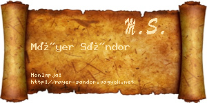 Máyer Sándor névjegykártya