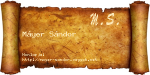 Máyer Sándor névjegykártya